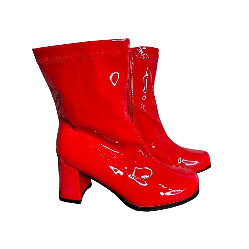 Liuriujia NWOT Women's Go Go Boots Mid Calf Block Heel Slip On Zip Round Toe 36
